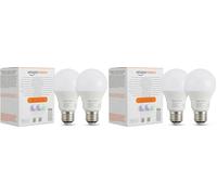 Amazon Basics Smart Multicolor LED Light Bulb, E27 Base, 8W (60W Equivalent), Works with Alexa Only, 4 Pack