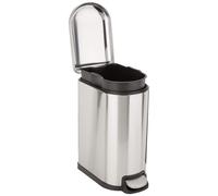 Amazon Basics Smudge Resistant Small Rectangular Trash can With Soft-close Foot Pedal For Narrow Spaces, 10 Liter26 gallon, Brushed Stainless Steel