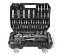 Amazon Basics Socket Set, 108-Piece Tool Set with Ratchet, Extenders and Bits, Stamped Markings, Quick-Release for DIY, House Projects and Auto Repairs, Includes Storage Case