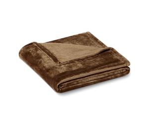 Amazon Basics Soft Fluffy Fleece Throw Blanket, Cosy Not Heated Sofa Throw, 127 x 152 cm, Brown