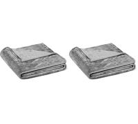 Amazon Basics Soft Fluffy Fleece Throw Blanket, Lightweight Cosy Not Heated Sofa Throw, 127 x 152 cm, Grey (Pack of 2)