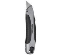Amazon Basics Soft Grip Retractable Box Cutter with 3 Replaceable Blades, Black/Silver
