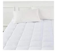 Amazon Basics Soft Mattress Protector with Microfiber-Polyester Filling and Straps, 160 x 200 x 30 cm, White