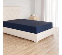 Amazon Basics Soft Microfibre Single Fitted Sheet, Deep Pocket 12 inch (30 cm), Navy Blue