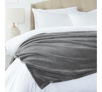 Amazon Basics Soft Velvet Plush Large Throw Blanket, Not Heated Sofa Throw, 229 x 274 cm, Grey