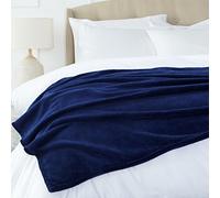 Amazon Basics Soft Velvet Plush Throw Blanket, Not Heated Sofa Throw, 168 x 229 cm, Navy Blue
