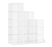 Amazon Basics Stackable and Foldable Clear Shoe Storage Organizer Box, Large, Pack of 12