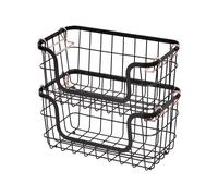 Amazon Basics Stackable Metal Storage Baskets for Kitchen or Bathroom
