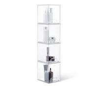 Amazon Basics Stackable Plastic Storage Drawers Make Up Organizer, Clear Transparent Cosmetic Holder, 15.3 x 18.8 x 19.6 cm, 4 Pack