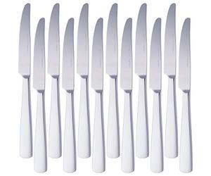 Amazon Basics Stainless Steel Dinner Knives With Square Edge, Pack of 12, Silver