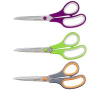 Amazon Basics Stainless Steel Scissors, Comfort Grip Multi-Functional Utility, Multipurpose, PVD Coated, Pack of 3, Office, Home, Kitchen, Multicolor
