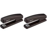 Amazon Basics Stapler with 1000 Staples, 10 Sheet Capacity, Anti-Slip Rubber Base, Home, Office, Black (Pack of 2)