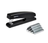 Amazon Basics Stapler with 1000 Staples, 25 sheet capacity, anti-slip rubber base, Home, Office, Black