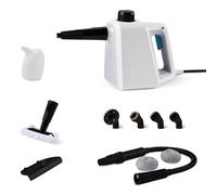 Amazon Basics Steam Cleaner Handheld with 6 Accessories, 250ml Tank, 1000W, 3-Minute Heat-Up, for Bathroom, Kitchen, Car, White