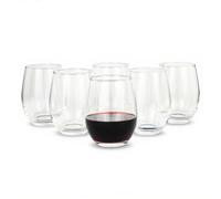 Amazon Basics Stemless Red Wine Glasses, 6-Piece Set, 532.2ml, Dishwasher-Safe