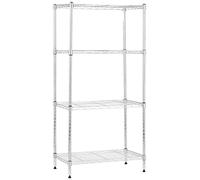 Amazon Basics Storage Cabinet, 4 Shelves, Narrow, Shelves and Legs Adjustable in Height, Load Capacity Up to 363 kg, Chrome, 34 x 59 x 122 cm (D x W x H)