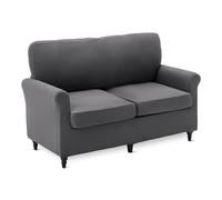 Amazon Basics Stretch 2 Seater Sofa Cover, Non Slip Sofa Covers, Couch Cover Protector, Dark Grey