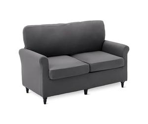 Amazon Basics Stretch 2 Seater Sofa Cover, Non Slip Sofa Covers, Couch Cover Protector, Dark Grey