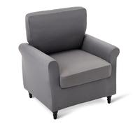 Amazon Basics Stretch Armchair Cover, 1 Seater Sofa Cover, Non Slip Couch Cover, Sofa Protector, Dark Grey