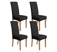 Amazon Basics Stretch Dining Chair Covers, Set of 4, Black, Solid