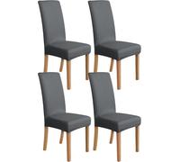 Amazon Basics Stretch Dining Chair Covers, Set of 4, Dark Grey, Solid