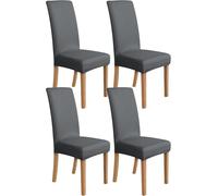 Amazon Basics Stretch Dining Chair Covers, Set of 4, Dark Grey, Solid