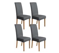 Amazon Basics Stretch Dining Chair Covers, Set of 4, Dark Grey, Solid