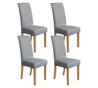 Amazon Basics Stretch Dining Chair Covers, Set of 4, Light Grey, Solid