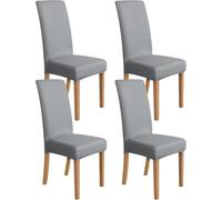 Amazon Basics Stretch Dining Chair Covers, Set of 4, Light Grey, Solid