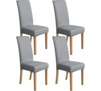 Amazon Basics Stretch Dining Chair Covers, Set of 4, Light Grey, Solid