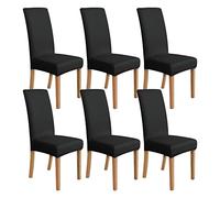 Amazon Basics Stretch Dining Chair Covers, Set of 6, Black, Solid