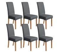 Amazon Basics Stretch Dining Chair Covers, Set of 6, Dark Grey, Solid