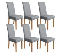 Amazon Basics Stretch Dining Chair Covers, Set of 6, Light Grey, Solid