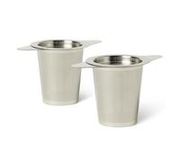 Amazon Basics Tea Infuser for Loose Leaf Tea with Lid, 2-Piece Set, Stainless Steel, Rust-Resistant and Dishwasher-Safe