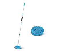 Amazon Basics Telescopic Car Wash Brush, Long Handle Extendable up to 158 cm, Microfiber Pad, Cleaning Kit for Cars, Vans, Trucks, Blue