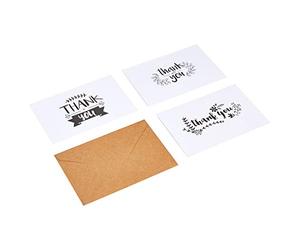 Amazon Basics Thank You Cards and Envelopes, 48 Count, Black/White