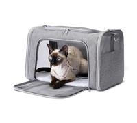 Amazon Basics Tote-Like Soft Cat & Dog Carrier with Adjustable Shoulder Strap, Airline-Approved, Foldable and Portable Design, Mesh Ventilation,43.2cm x 27.9cm x 27.9cm, Grey