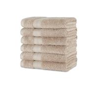 Amazon Basics Towel Set, Fade Resistant 100% Organic Cotton, soft and absorbent Hand Towels for Bathroom, 41 x 66 cm, Taupe, 6-Pack