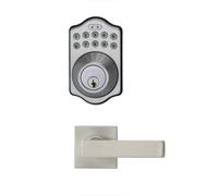 Amazon Basics - Traditional Electronic Keypad Deadbolt Door Lock with Passage Lever 5.08 x 3.08 x 0.1 in Satin Nickel 1-Pack