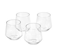 Amazon Basics Tritan BPA-Free Plastic, Dishwasher Safe, Stemless Wine, Shatterproof, 14-oz, Clear, Set of 4
