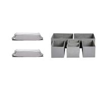 Amazon Basics Underbed Storage Bag with Zipper and Transparent Vinyl Top, 2-Pack, Gray & Collapsible Clothes Drawer Organisers/Dividers for Wardrobe Bedroom or Kitchen