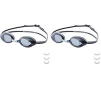 Amazon Basics Unisex Adult Swimming Goggles, One Size, Silver (Pack of 2)