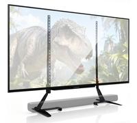 Amazon Basics Universal TV Stand, Height Adjustable for 22 - 77 inch (55.9cm-195.6cm) TVs, Supports up to36.3 kg VESA 200x100 to 800x400, Includes Soundbar Mount, Black