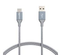 Amazon Basics USB-C to USB-A 2.0 Fast Charger Cable, Nylon Braided Cord, 480Mbps Speed, USB-IF Certified, for Apple iPhone 16/15, iPad, Samsung Galaxy, Tablets, Laptops, 0.9 m, Dark Gray