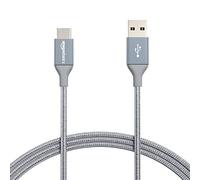 Amazon Basics USB-C to USB-A 2.0 Fast Charger Cable, Nylon Braided Cord, 480Mbps Speed, USB-IF Certified, for Apple iPhone 16/15, iPad, Samsung Galaxy, Tablets, Laptops, 1.82 m, Dark Grey