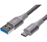 Amazon Basics USB-C to USB-A 3.1 Gen 1 Fast Charger Cable, Nylon Braided Cord, 5Gbps High-Speed for Apple iPhone 16/15, iPad, Samsung Galaxy, Tablets, Laptops, 1.8 m, Dark Grey