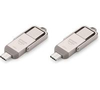 Amazon Basics USB Flash Drive, Thumb Drive Memory Stick with USB C and USB A Dual Ports, 128GB, Champagne Silver (Pack of 2)