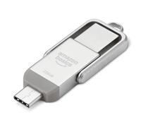 Amazon Basics USB Flash Drive, Thumb Drive Memory Stick with USB C and USB A Dual Ports, 256GB, Champagne Silver