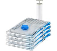 Amazon Basics Vacuum Compression Zipper Storage Bags with Hand Pump - 4 Pack, X-Jumbo, Polyamide, Clear