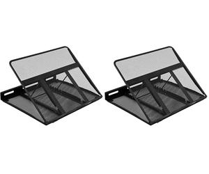 Amazon Basics Ventilated Adjustable Ergonomic Laptop Stand, 33 x 28.7 x 18.5 cm, Black (Pack of 2)